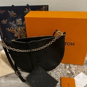 Louis Vuitton Black Hobo Bag with Gold Chain